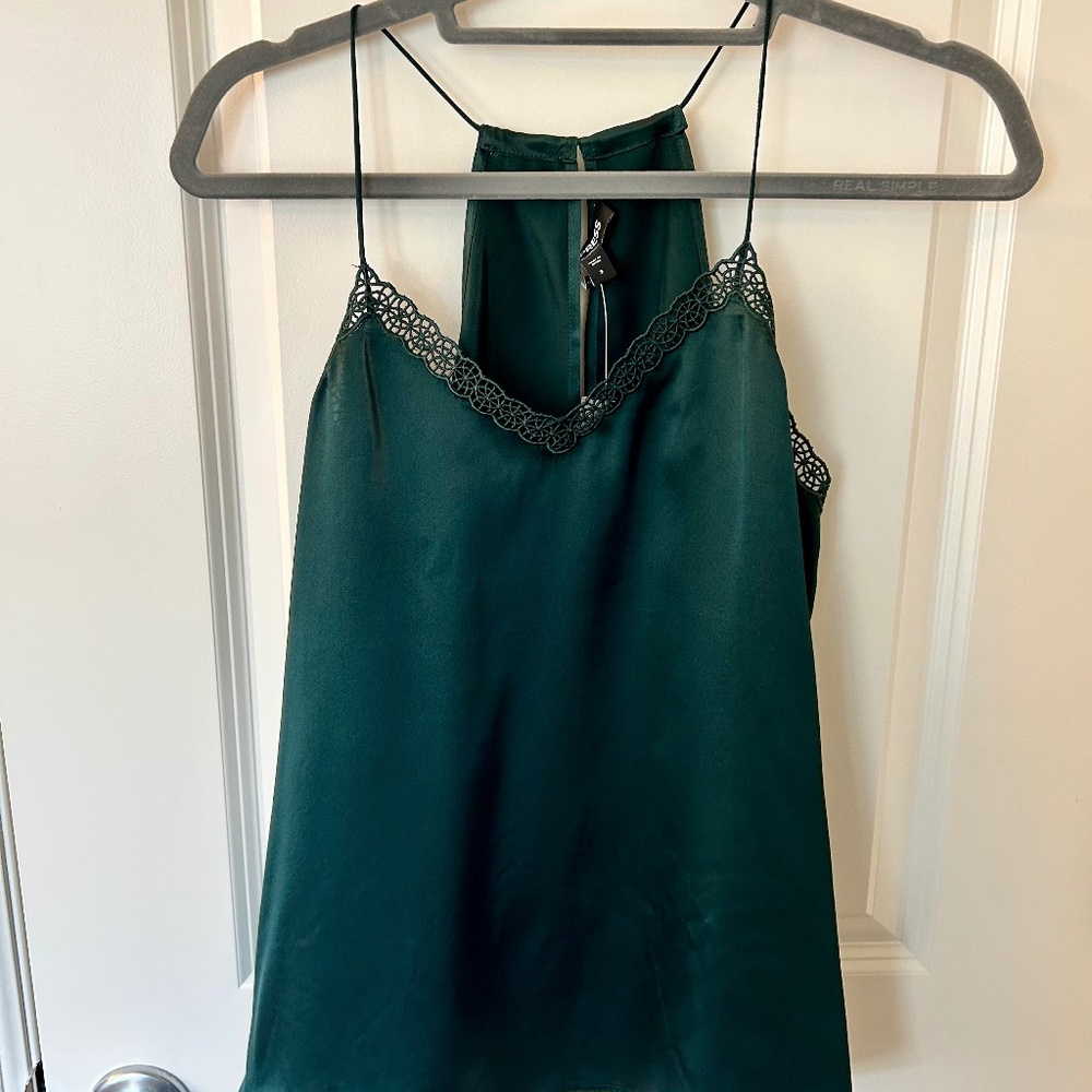 Express NWOT Silk Camisole in Dark Green